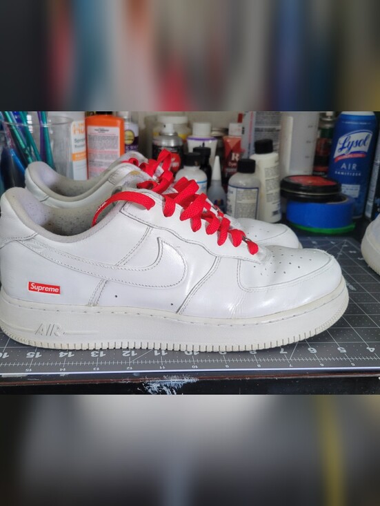 Nike Other - Nike Air Force 1 Low with Red Laces and Supreme Tab